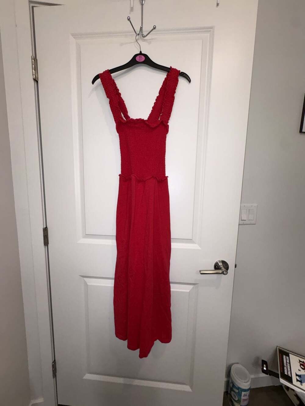Tommy Hilfiger Red Smocked Ruffle Strap Maxi Dress